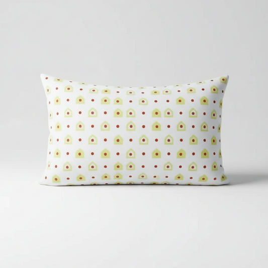 Decorative pillow with a floral pattern on a white background